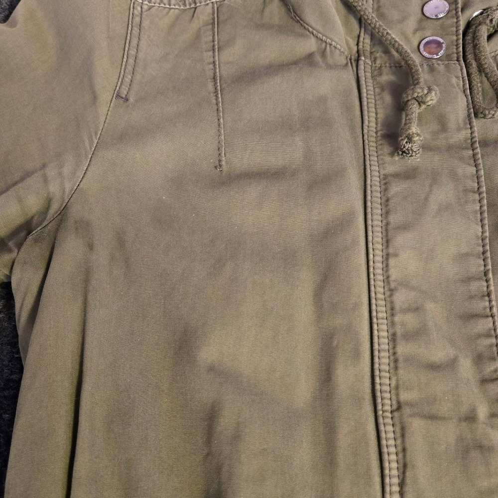 H&M DIVIDED Khaki‎ Green Hooded Utility Anorak Jacket Women Size 4 - Picture 8 of 12